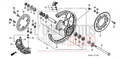 ROUE ARRIERE CR250R6 de 2006